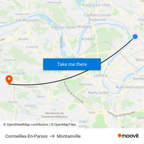 Cormeilles-En-Parisis to Montainville map