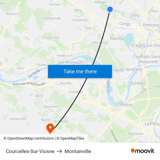 Courcelles-Sur-Viosne to Montainville map