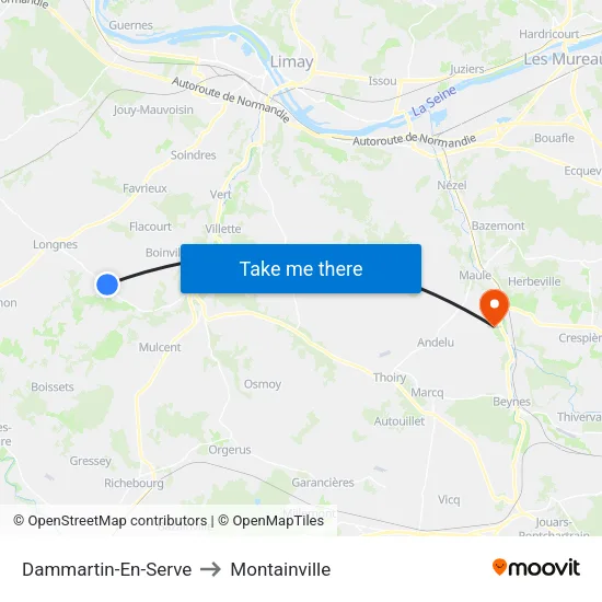 Dammartin-En-Serve to Montainville map