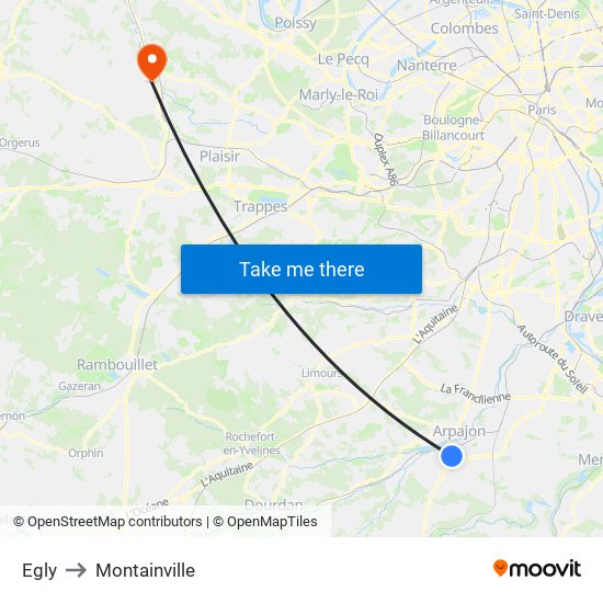 Egly to Montainville map