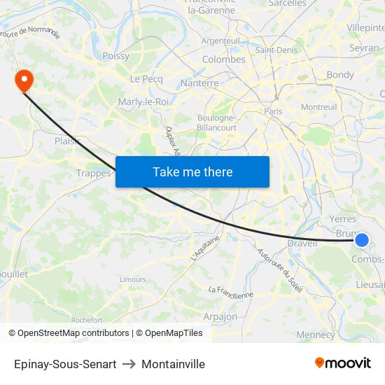 Epinay-Sous-Senart to Montainville map