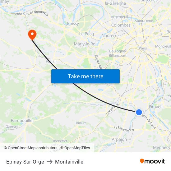 Epinay-Sur-Orge to Montainville map