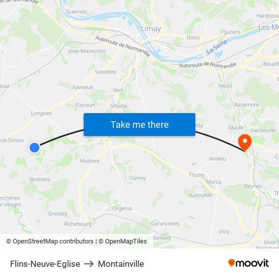 Flins-Neuve-Eglise to Montainville map