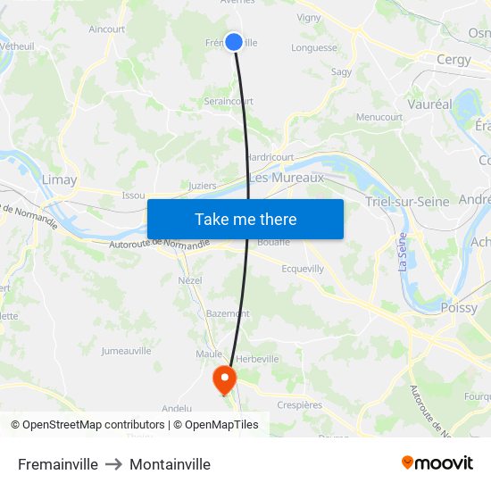 Fremainville to Montainville map