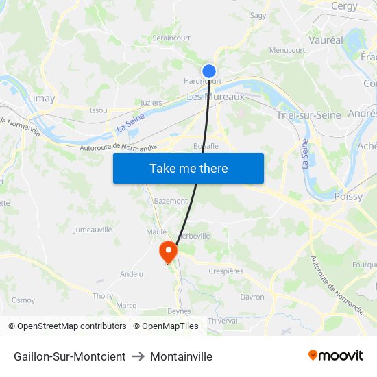 Gaillon-Sur-Montcient to Montainville map