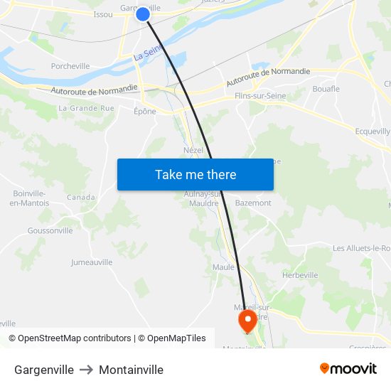 Gargenville to Montainville map