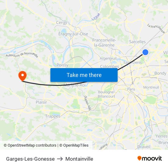Garges-Les-Gonesse to Montainville map