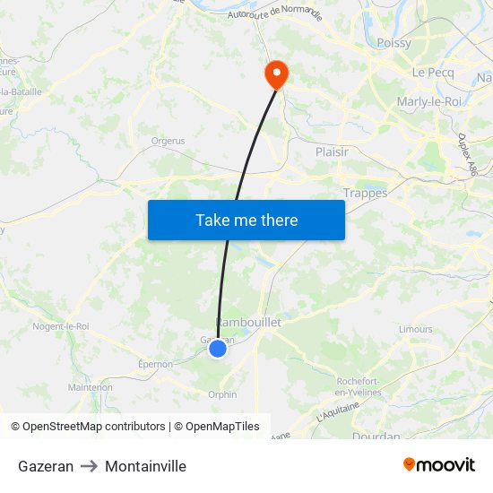Gazeran to Montainville map