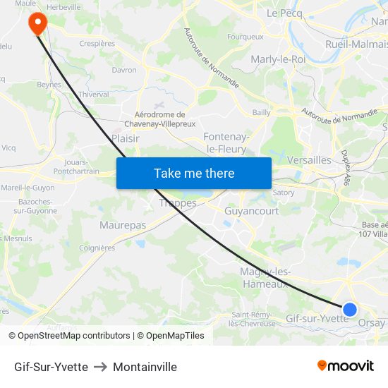 Gif-Sur-Yvette to Montainville map