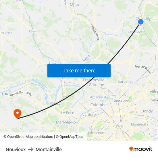 Gouvieux to Montainville map