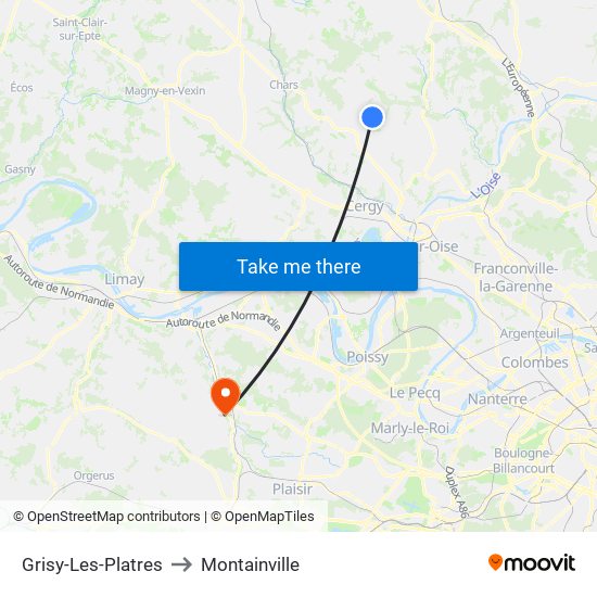 Grisy-Les-Platres to Montainville map