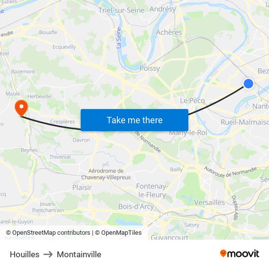 Houilles to Montainville map