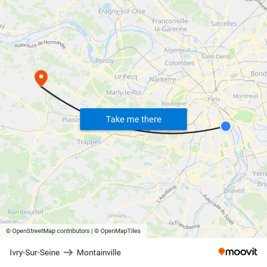 Ivry-Sur-Seine to Montainville map