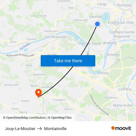 Jouy-Le-Moutier to Montainville map