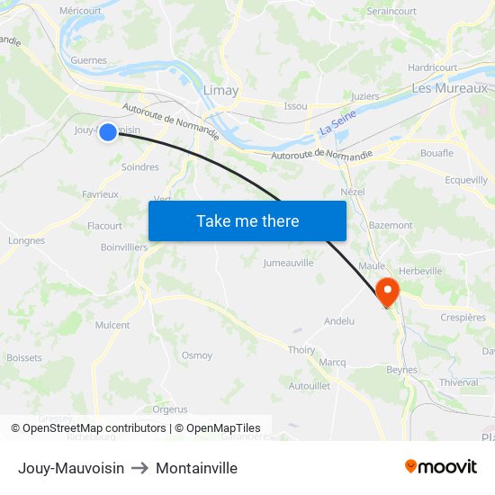 Jouy-Mauvoisin to Montainville map