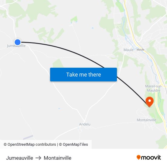 Jumeauville to Montainville map