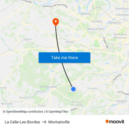 La Celle-Les-Bordes to Montainville map