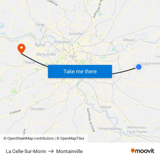 La Celle-Sur-Morin to Montainville map