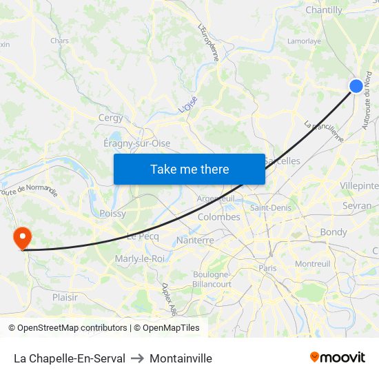 La Chapelle-En-Serval to Montainville map