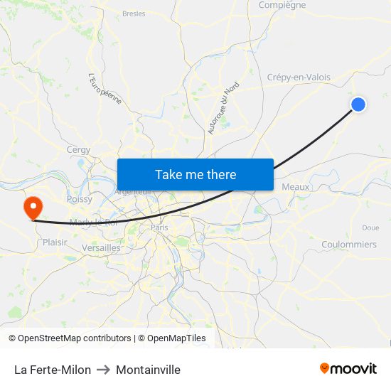 La Ferte-Milon to Montainville map