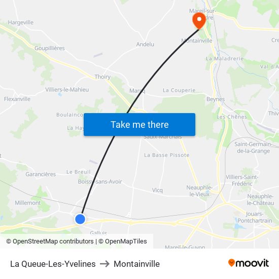 La Queue-Les-Yvelines to Montainville map