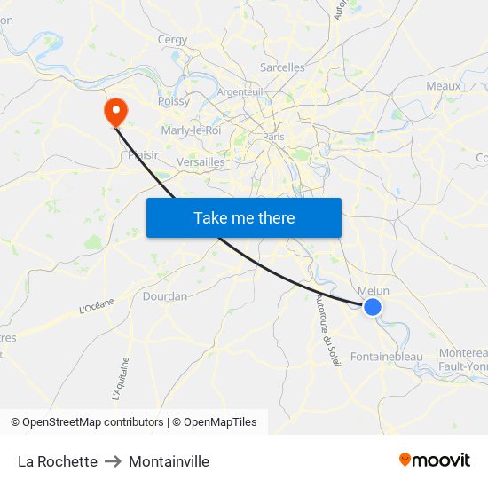 La Rochette to Montainville map