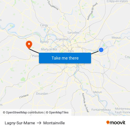 Lagny-Sur-Marne to Montainville map