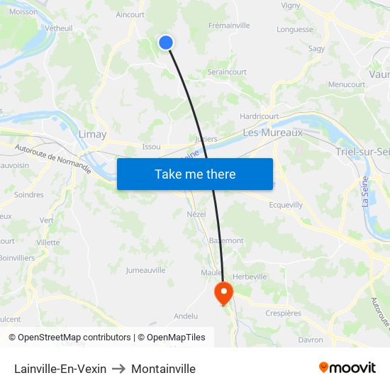 Lainville-En-Vexin to Montainville map
