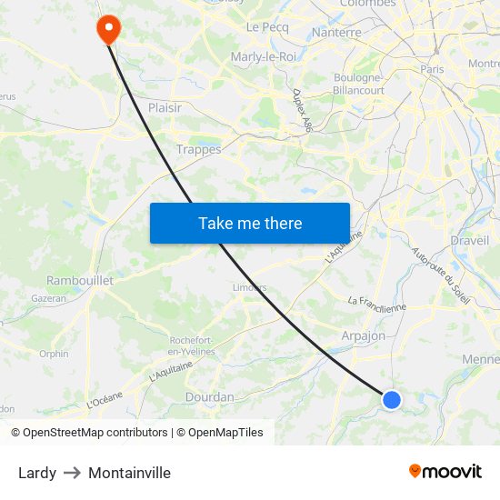 Lardy to Montainville map