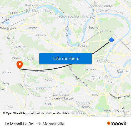 Le Mesnil-Le-Roi to Montainville map