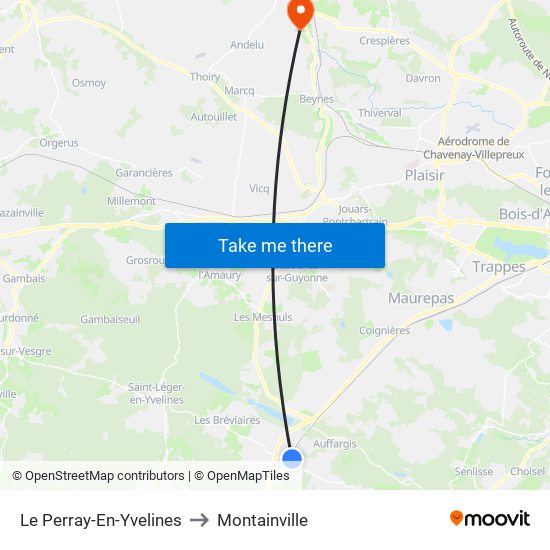 Le Perray-En-Yvelines to Montainville map