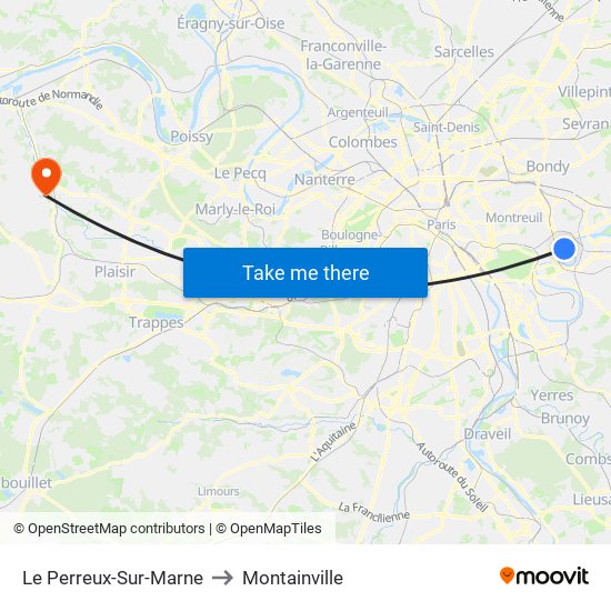 Le Perreux-Sur-Marne to Montainville map