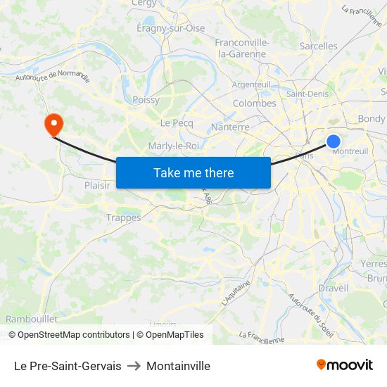 Le Pre-Saint-Gervais to Montainville map