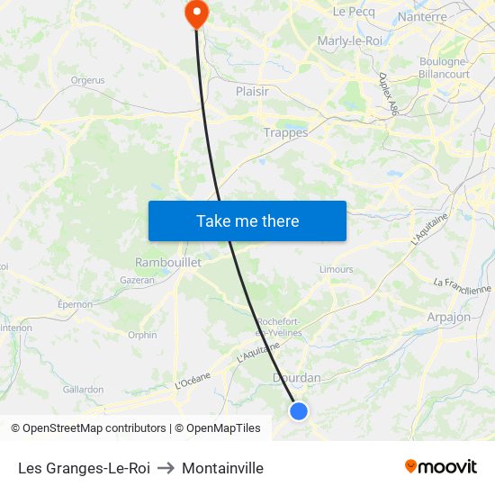Les Granges-Le-Roi to Montainville map