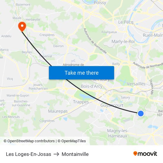 Les Loges-En-Josas to Montainville map
