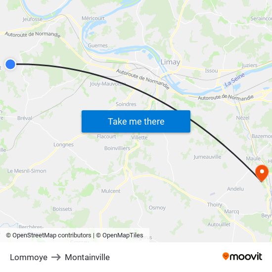 Lommoye to Montainville map