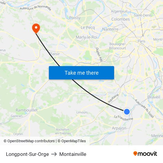 Longpont-Sur-Orge to Montainville map