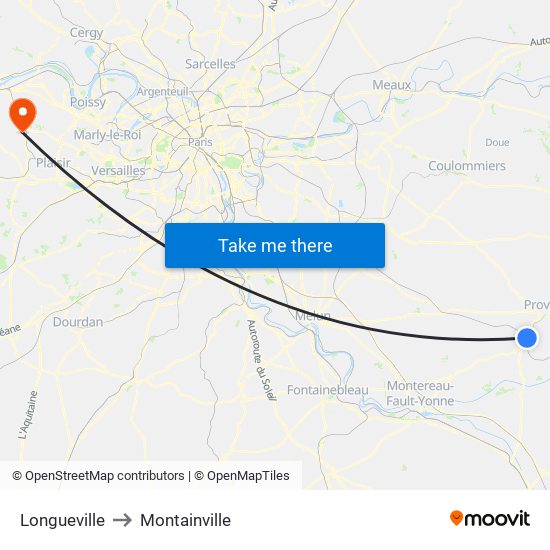 Longueville to Montainville map
