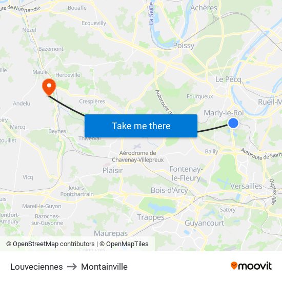 Louveciennes to Montainville map