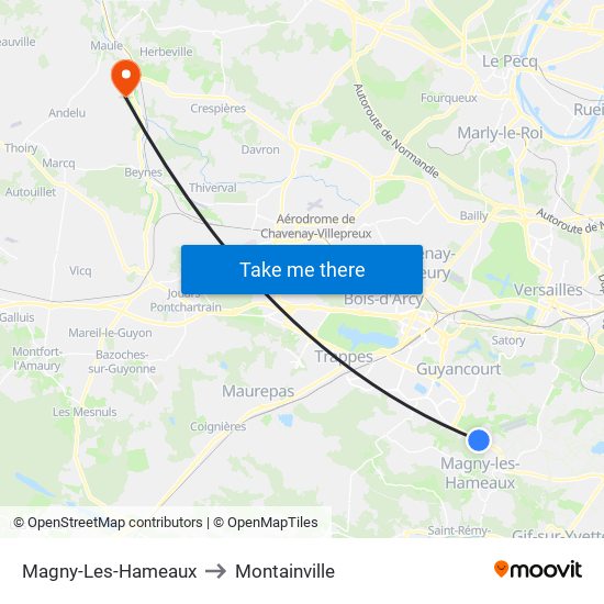 Magny-Les-Hameaux to Montainville map