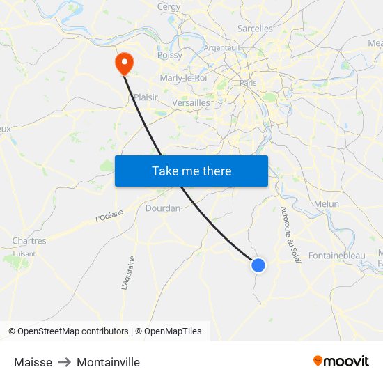 Maisse to Montainville map