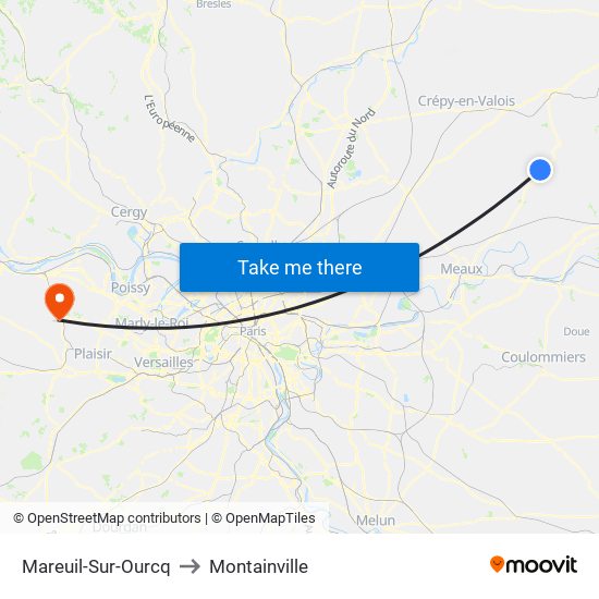 Mareuil-Sur-Ourcq to Montainville map