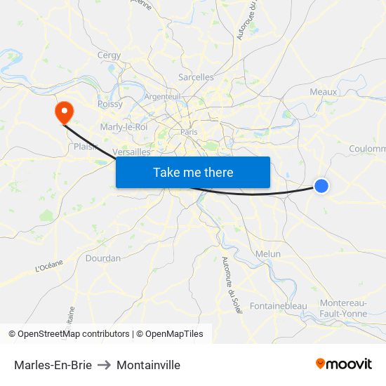 Marles-En-Brie to Montainville map