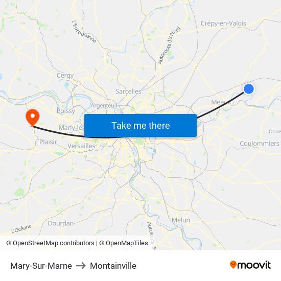 Mary-Sur-Marne to Montainville map