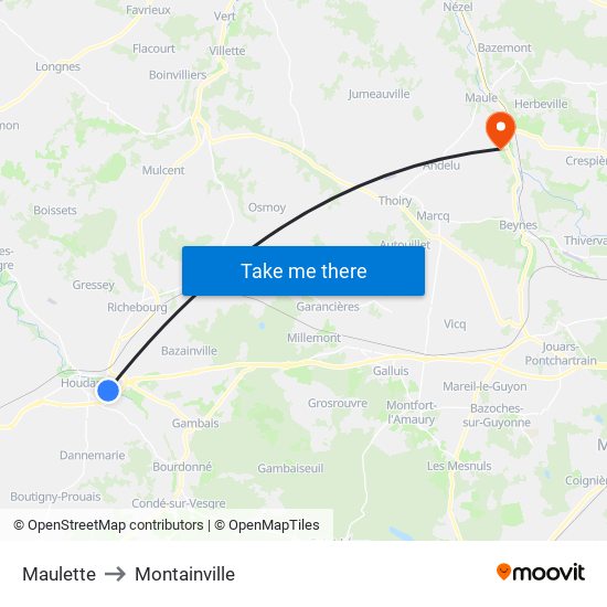 Maulette to Montainville map