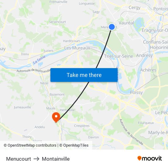 Menucourt to Montainville map