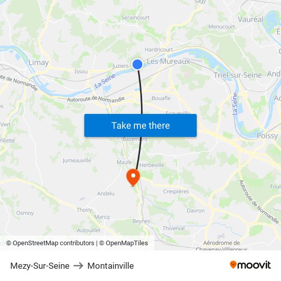 Mezy-Sur-Seine to Montainville map