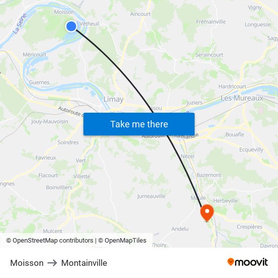 Moisson to Montainville map