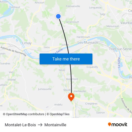 Montalet-Le-Bois to Montainville map