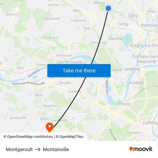 Montgeroult to Montainville map